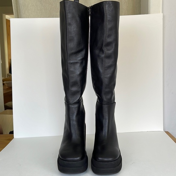 NWOB Paloma Barcelo Yafet Heeled Platform Tall Boots Size 40 Black - Picture 4 of 12